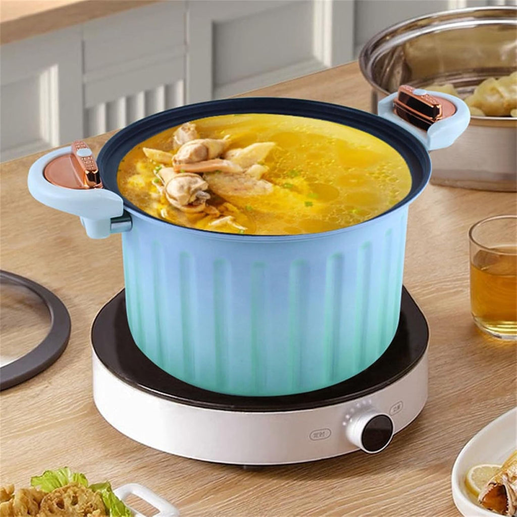Pressure Cooker 8L, Micro Braiser Pans, Enamel Lining Non-stick Pressure pot, with Lid Silicone Seal Spill-proof Valve Pressure pot for Cooking,Green(Green)