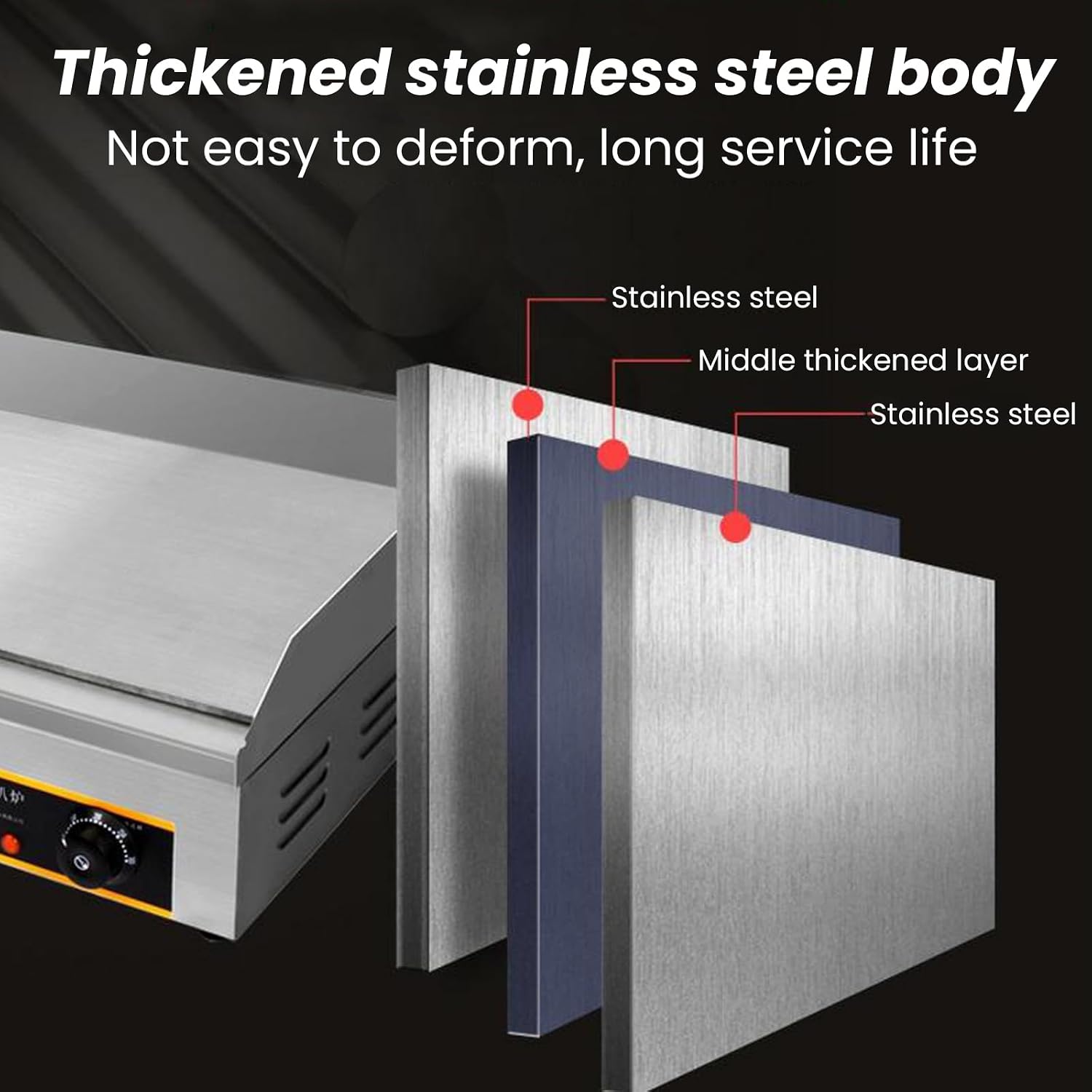 Commercial Electric Griddle 29', 4400W Stainless Steel Countertop Griddle Nonstick Flat Top Grill Indoor with 122℉-572℉Dual Temperature Control for Restaurant Kitchen