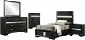 Coaster Home Furnishings Miranda Contemporary 5-Piece Bedroom Set Fabric Upholstered Twin Size Panel Bed Frame 54-inch Headboard Black 206360T-S5