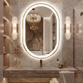Oval LED Bathroom Mirror, 36'x24' Backlit Vanity Mirror with Light for Wall with Gold Frame, Anti-Fog, Dimmable, Frontlit, 3 Colors, Memory Function, IP65 Waterproof, UL Listed, Horizontal/Vertical