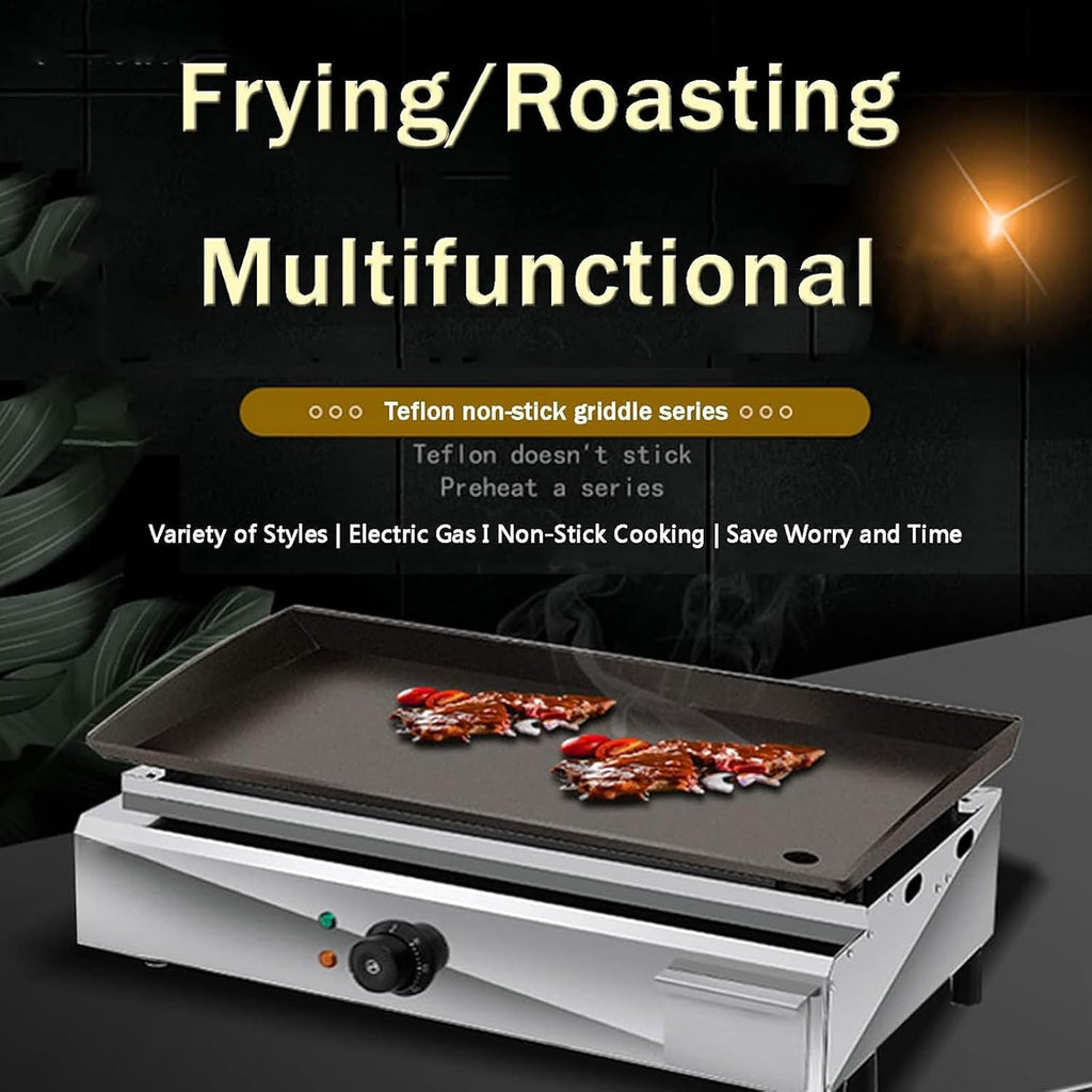 2500W 21' Commercial Electric Countertop Griddle Grill, Stainless Steel Restaurant Grill Tabletop Flat Grill with Adjustable Temperture Control Nonstick Flat Top Grill