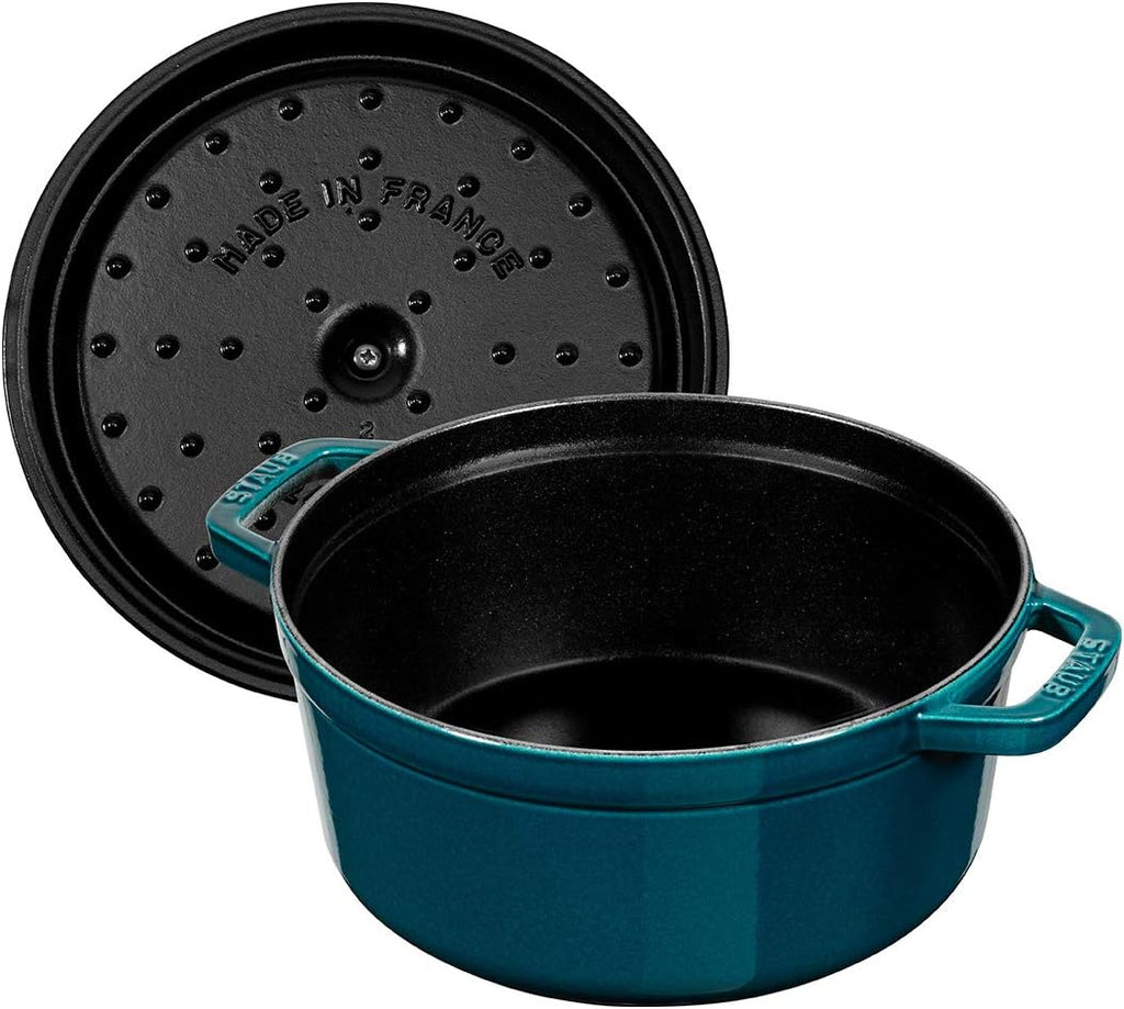 STAUB 1003317 Cast Iron Roaster/Cocotte, Round, 28 cm, 6.7 L, La Mer
