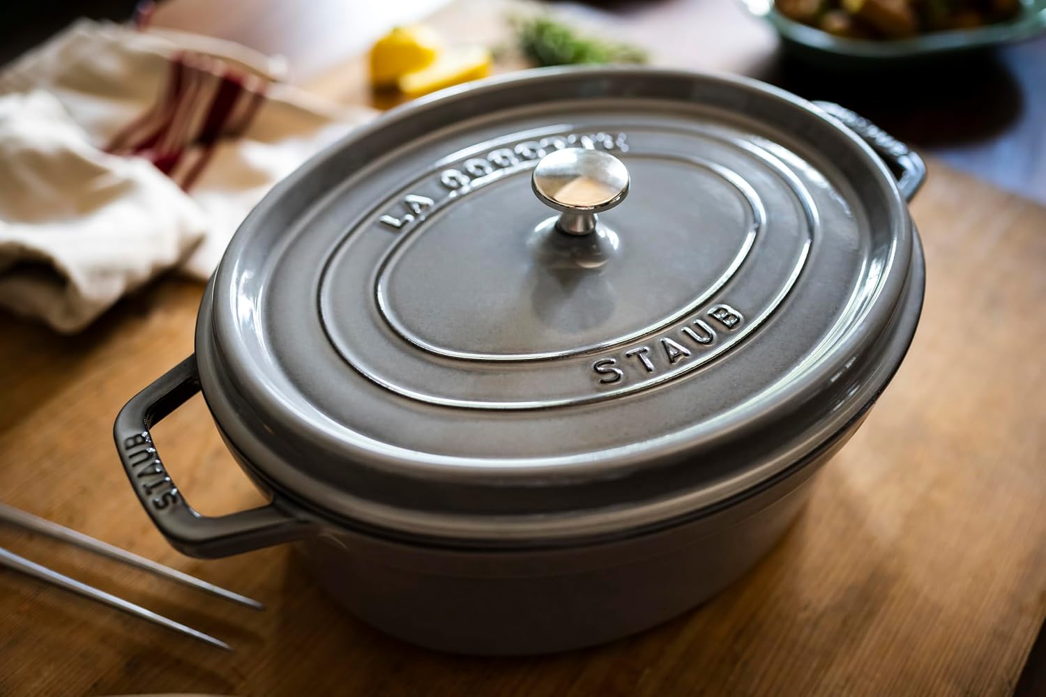 STAUB Cast Iron Roaster/Cocotte, Oval 17 cm, 1 L, Graphite Grey