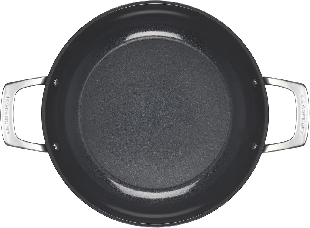 Le Creuset Essential Non-stick Ceramic Shallow Braiser with Glass Lid, 3.5 qt.