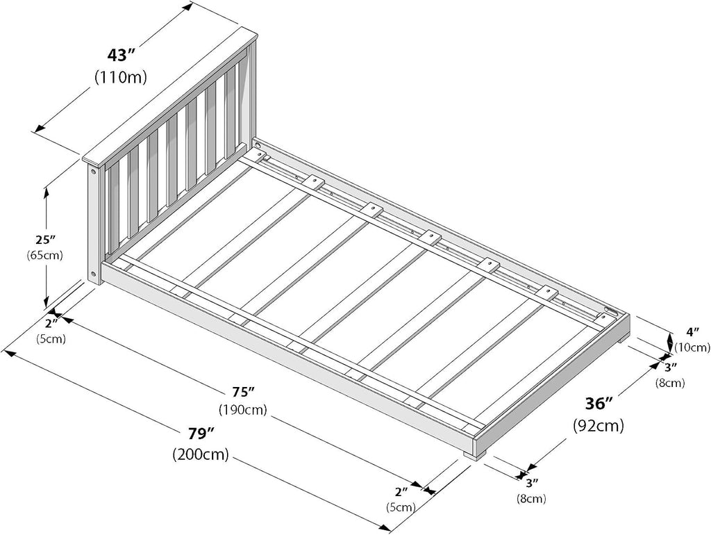 Max & Lily Classic Twin Floor Bed, 79.75 Inches, Solid Wood Low Bed Frame for Kids, Modern Floor Bed for Bedroom, Blossom