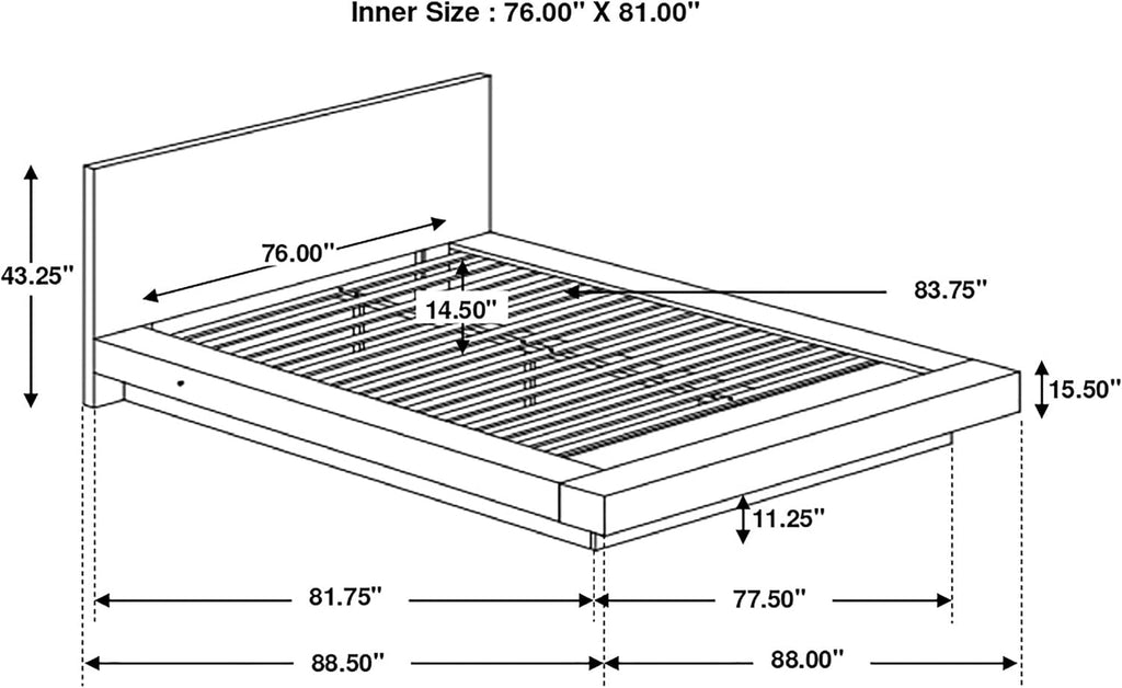 Coaster Home Furnishings - Jessica - Wood - Eastern King Platform Bed with Touch LED Light Switch, Panel Headboard, and Layered Base - Bedroom - Cappuccino - 200711KE | Touch LED Light Sw