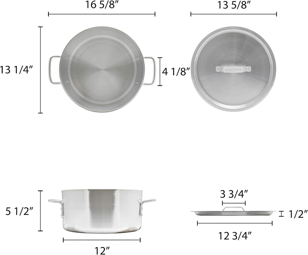 Thunder Group 12 Quart Aluminum Braiser with Lid
