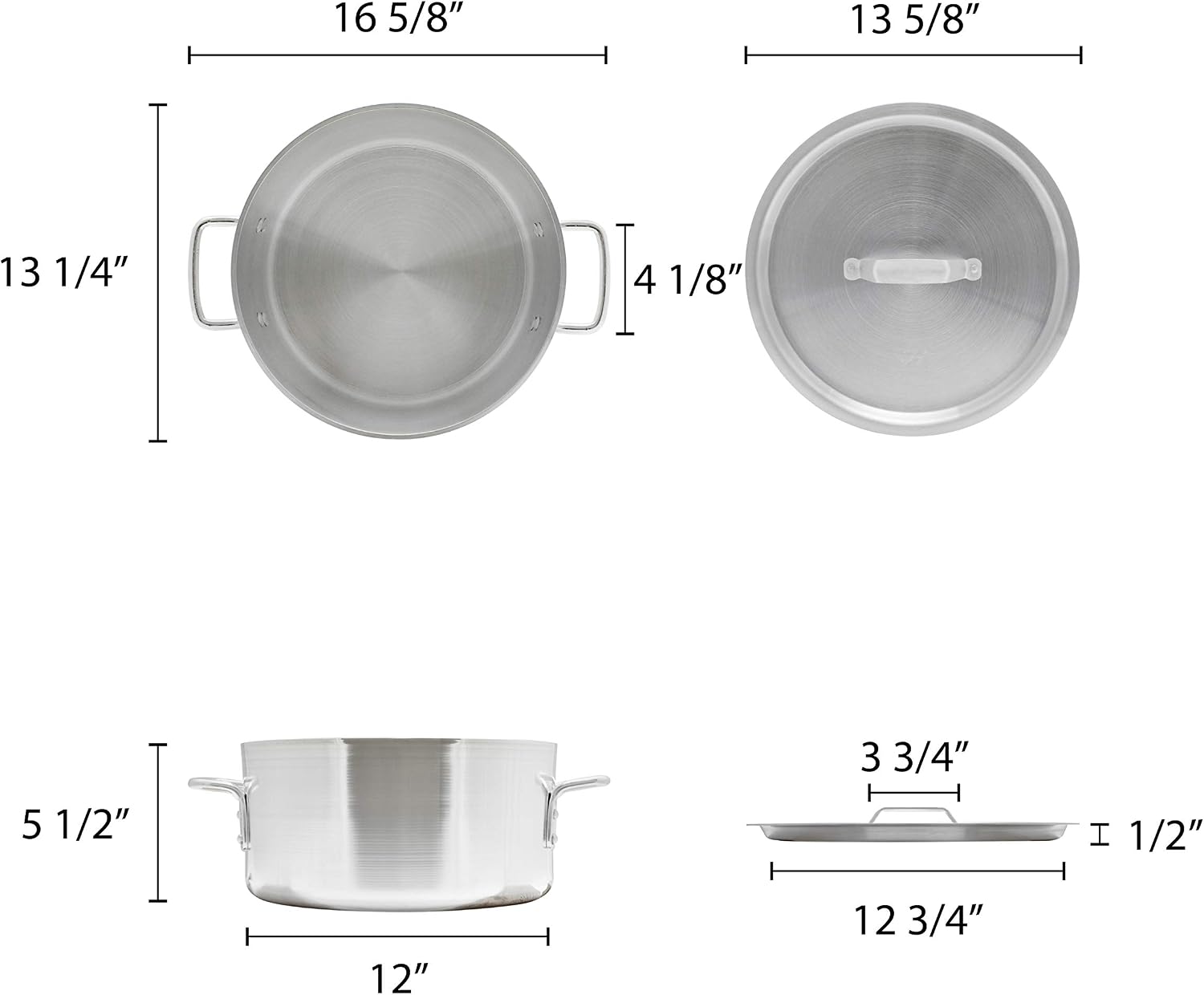 Thunder Group 12 Quart Aluminum Braiser with Lid