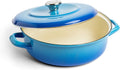 Merten & Storck German Enameled Iron, Round 4QT Casserole Braiser with Lid, Azure Blue