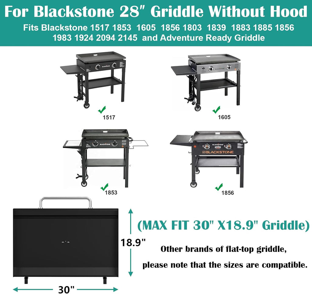 Upgraded Griddle Hinged Lid for 28' Blackstone 1517, 1853, 1605, 1803, 1839, 1856, 1885, 1924, 1983, 2094, 2137, 2145, Hard Cover with Thermometer and Cover for Blackstone 28 Inch Griddle Accessories