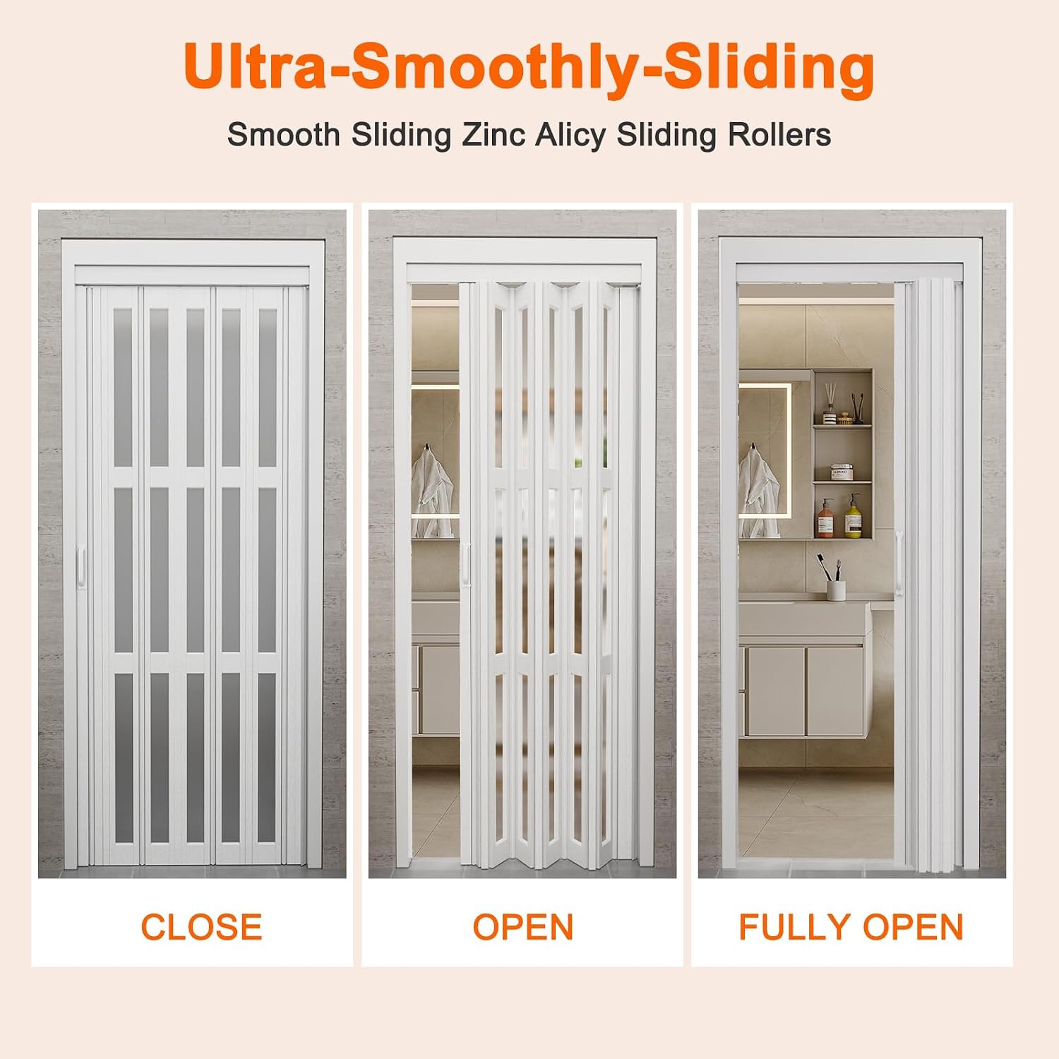 Enhanced Double-Layer Accordion Doors 24'-36' x 80', with Upgraded Roller & Handle & Complete Hardware, Interior Multifold Folding Doors for Closet & Pantry, Easy Installation