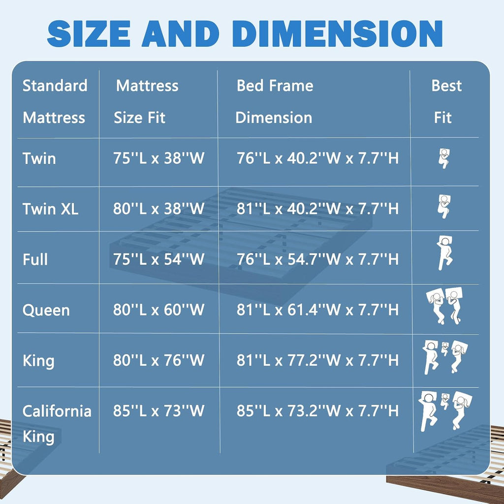 GarveeHome Queen Size Wood Platform Bed Frame,Wooden Bed Frame Without Headboard, Wood Slat Support,No Box Spring Needed, Easy Assembly