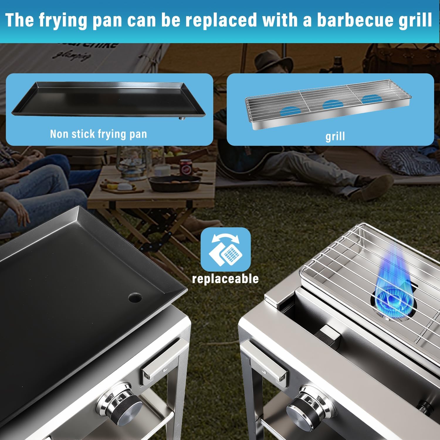 Li Zhen 3 Burner BBQ Gas Propane Grill and Griddle Combo,barbecue grill Stainless Steel BBQ Gril for Outdoor Cooking Kitchen, Garden and Patio Backyard Barbecue