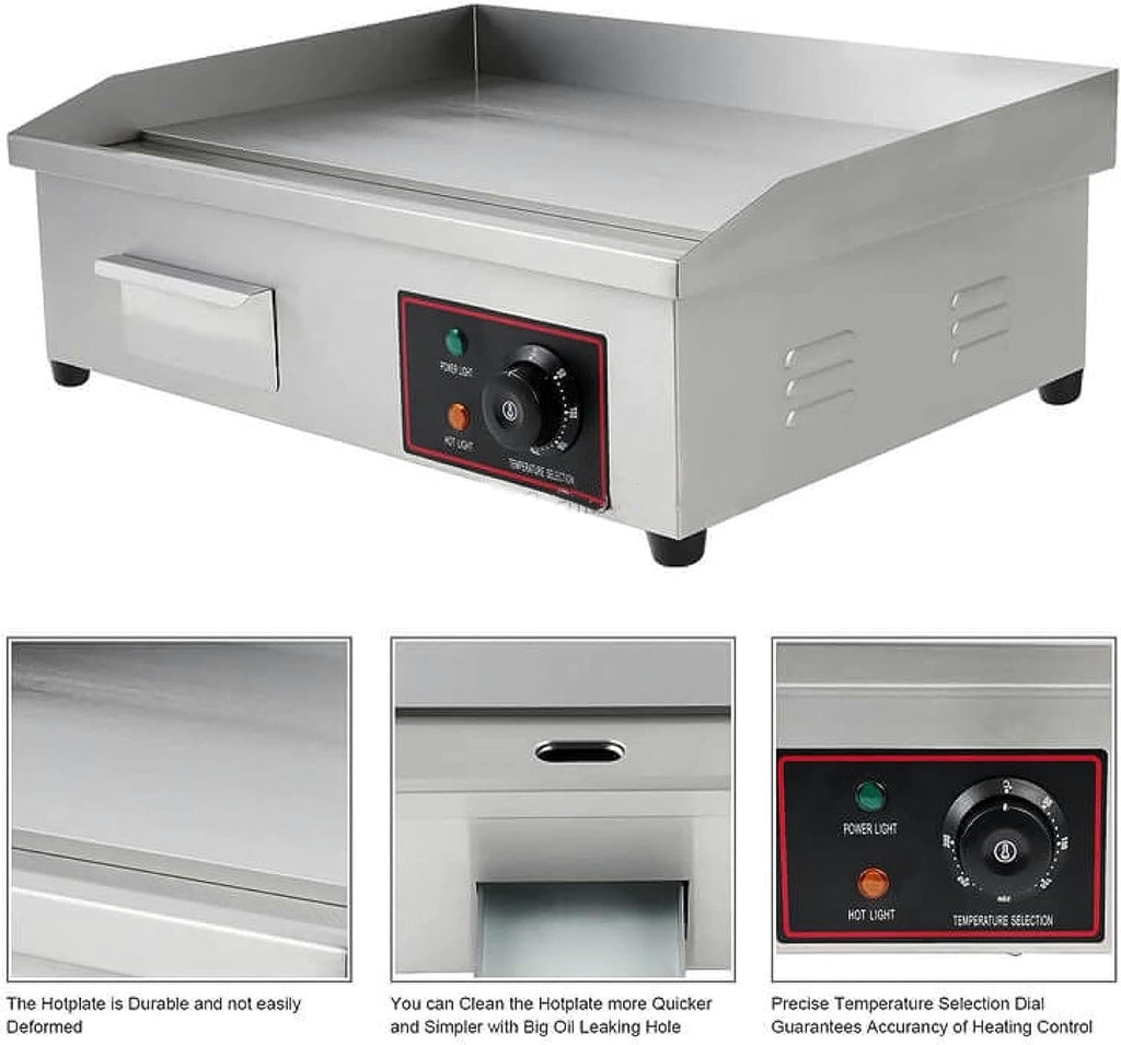3000W Commercial Electric Griddle, Stainless Steel Flat Top Grill with Adjustable Thermostatic Control, Non-Stick Hot Plate for Kitchen Cooking