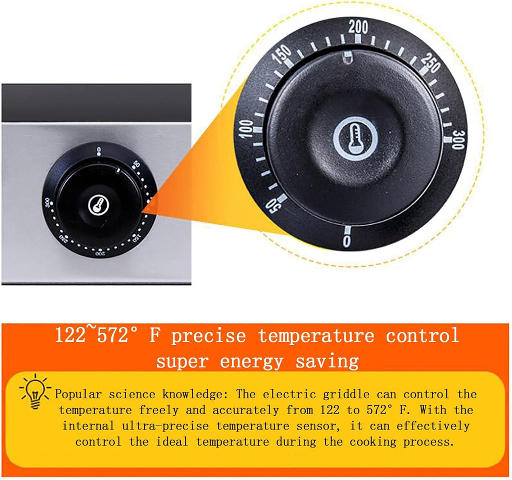 Electric Countertop Griddle 28' Commercial Flat Top Grill Countertop Griddle Thermostatic Control Hot Plate Non-Stick Stainless Steel Teppanyaki Grill for Restaurant,