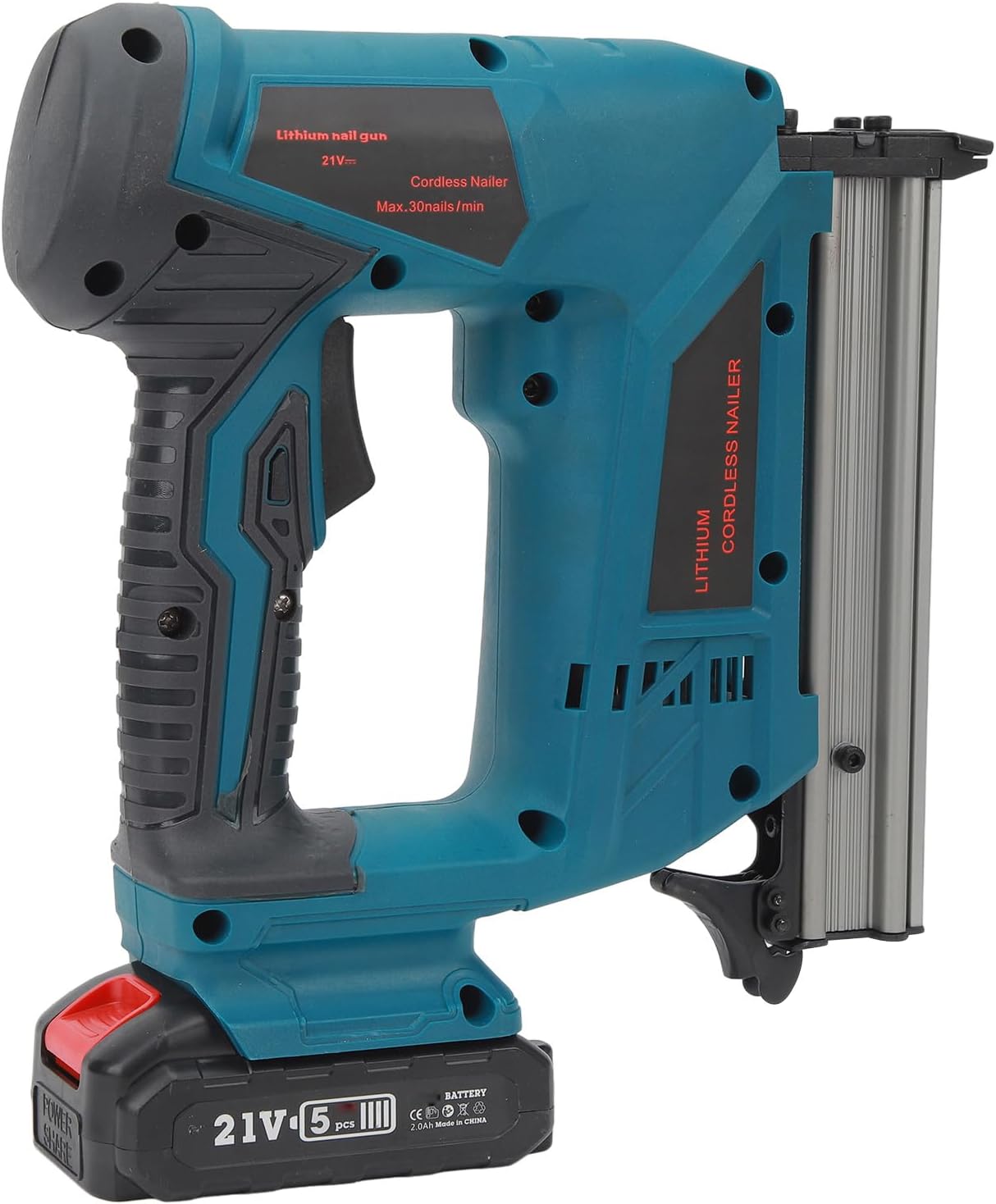 Lithium Batterypowered Nailer, Reduces Batterypowered Brad Nailer for Woodworking (US Plug 100‑220V)