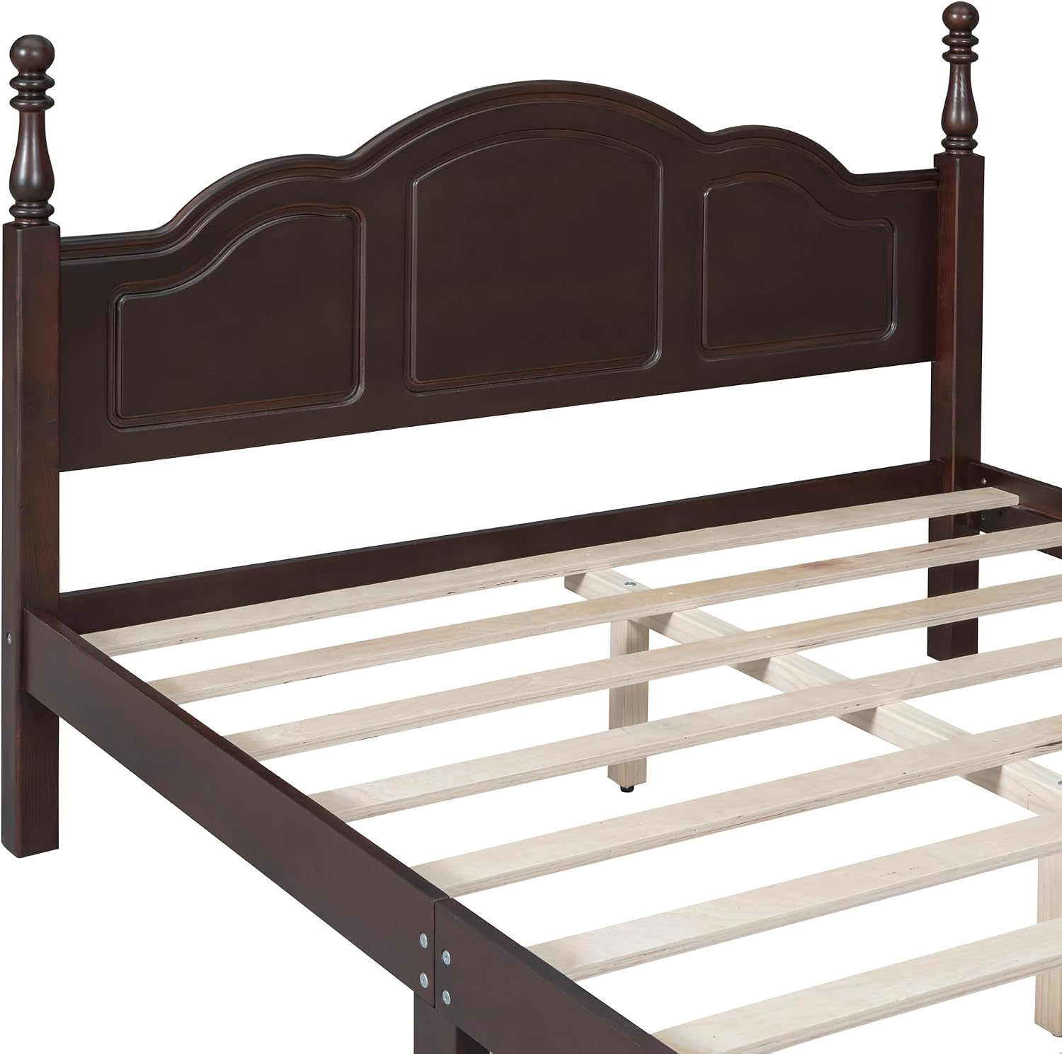 Harper & Bright Designs 3-Piece Queen Bedroom Set, Retro Style Wooden Bedroom Furniture Set with Queen Size Bed Frame and Two Nightstands for Kids Teens Adults Bedroom, Dark Walnut