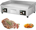 Commercial Electric Griddle, Kitchen BBQ Grill, Stainless Steel Electric Griddle, Nonstick Countertop Hot Plate Commercial BBQ Grill, Two Burners with Thermostatic Control, 110~240V