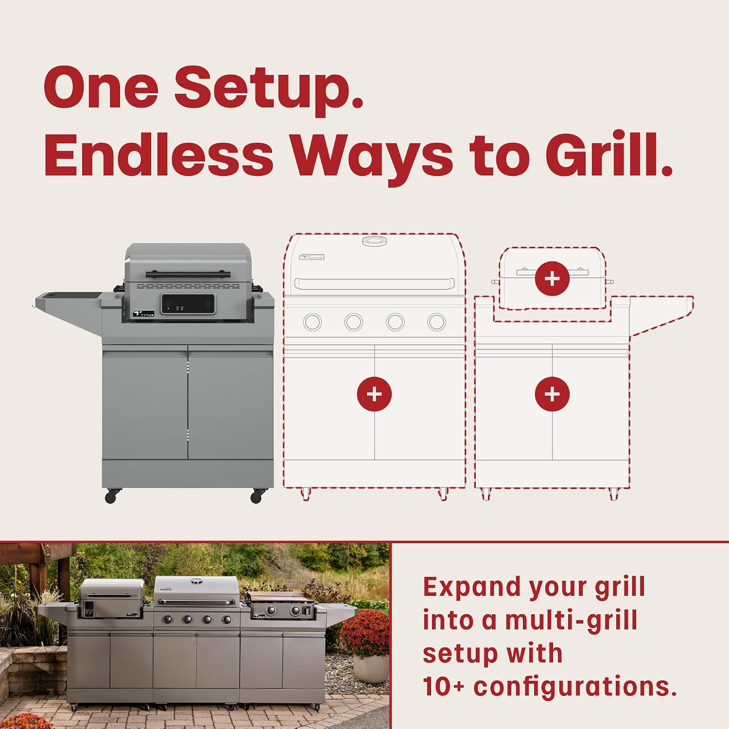 TYTUS Emberwood Outdoor Kitchen Island Grill Cart & Electric Griddle Grill – 318 Sq. In. Cooking Surface, 4.7 Cu. Ft. Storage, Removable Cutting Boards & Quick Assembly – Rolling Kitchen Island