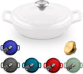 ROSSALLINI Signature Enameled Cast Iron Braiser, Non-Stick Serving Pot with Tight Fitting Lid for Perfect Roasting, Baking, Sauteing, Searing, and Pan Frying | 2.25Q (2.1L) - White