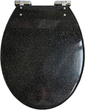 Sparkly Resin Toilet Seat, Resin Toilet Seat Round Toilet Seat, Thicken Toilet Seat, Slow Close, Toilet Lid Easy to Clean & Install (Black)