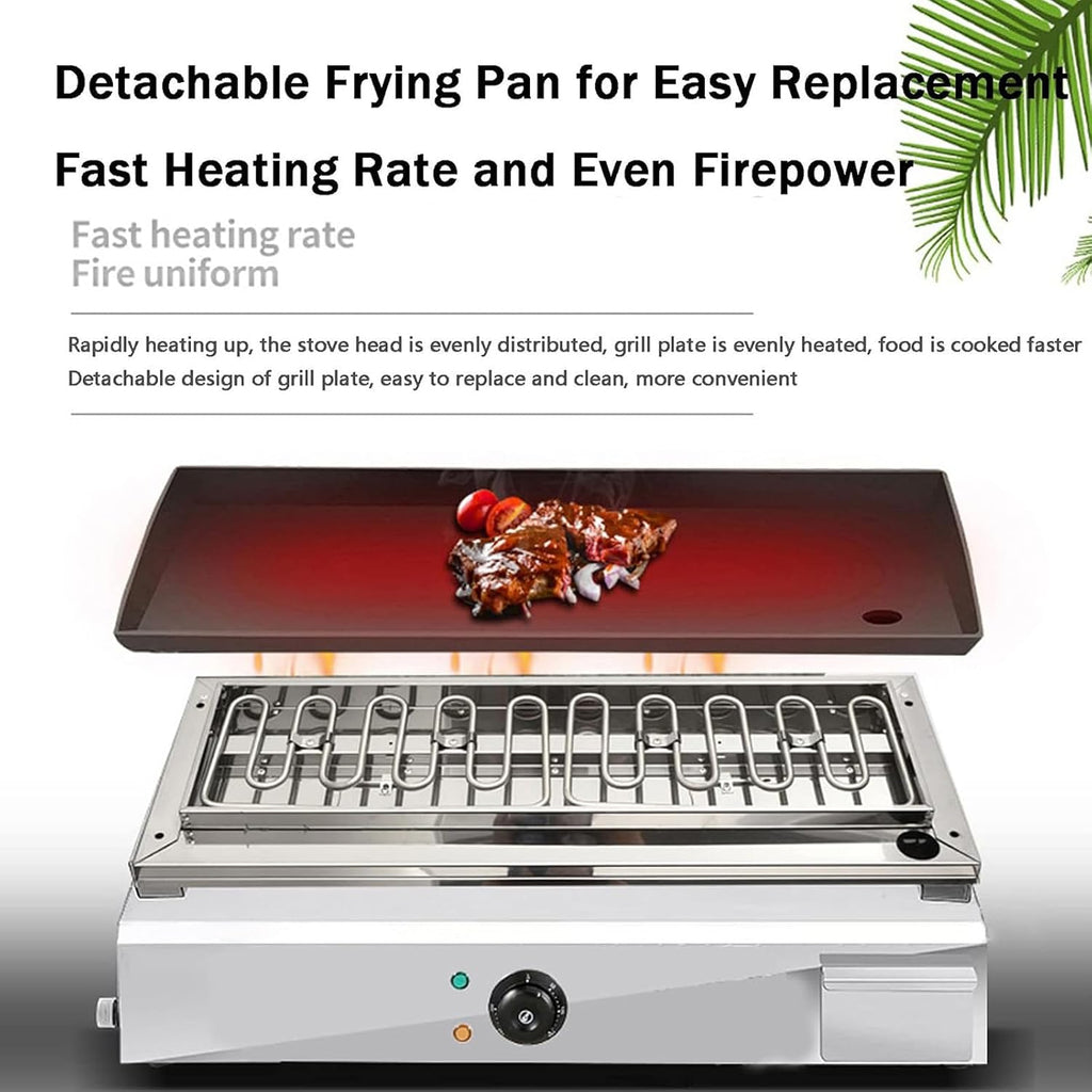 2500W 21' Commercial Electric Countertop Griddle Grill, Stainless Steel Restaurant Grill Tabletop Flat Grill with Adjustable Temperture Control Nonstick Flat Top Grill
