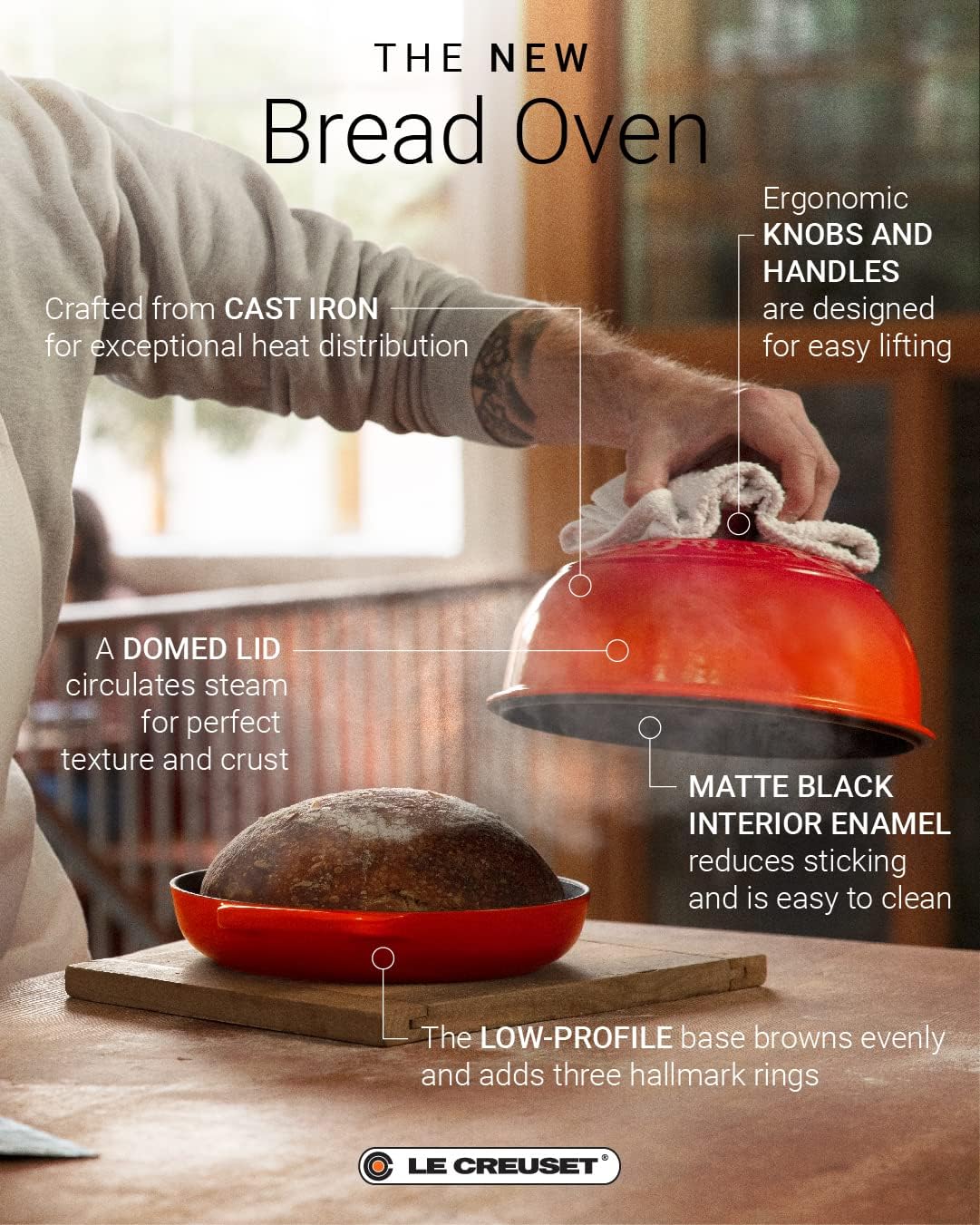 Le Creuset Enameled Cast Iron Signature Round Bread Oven, 9.5 inch, Shallot