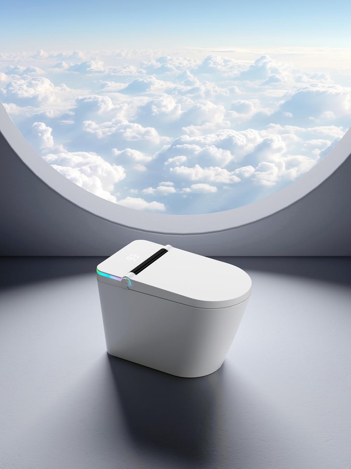 Smart Toilet with Built in Bidet Seat, Tankless Toilet with Auto Lid Opening, Closing and Flushing, Heated Seat, Digital Display, Elongated