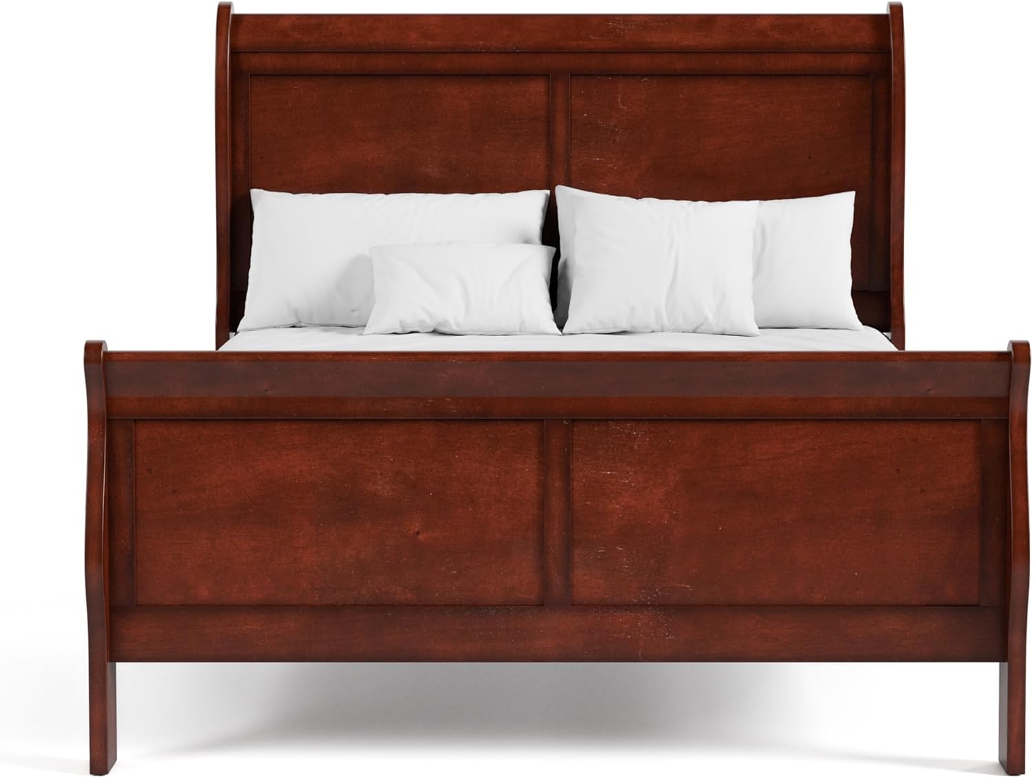 Furniture of America Arabella Traditional Solid Wood 3 Piece Bedroom Set, Full Bed Frame and Nightstands Set of 2, Chic Sleigh Design Bedframe with Headboard and Footboard, Box Spring Needed, Cherry