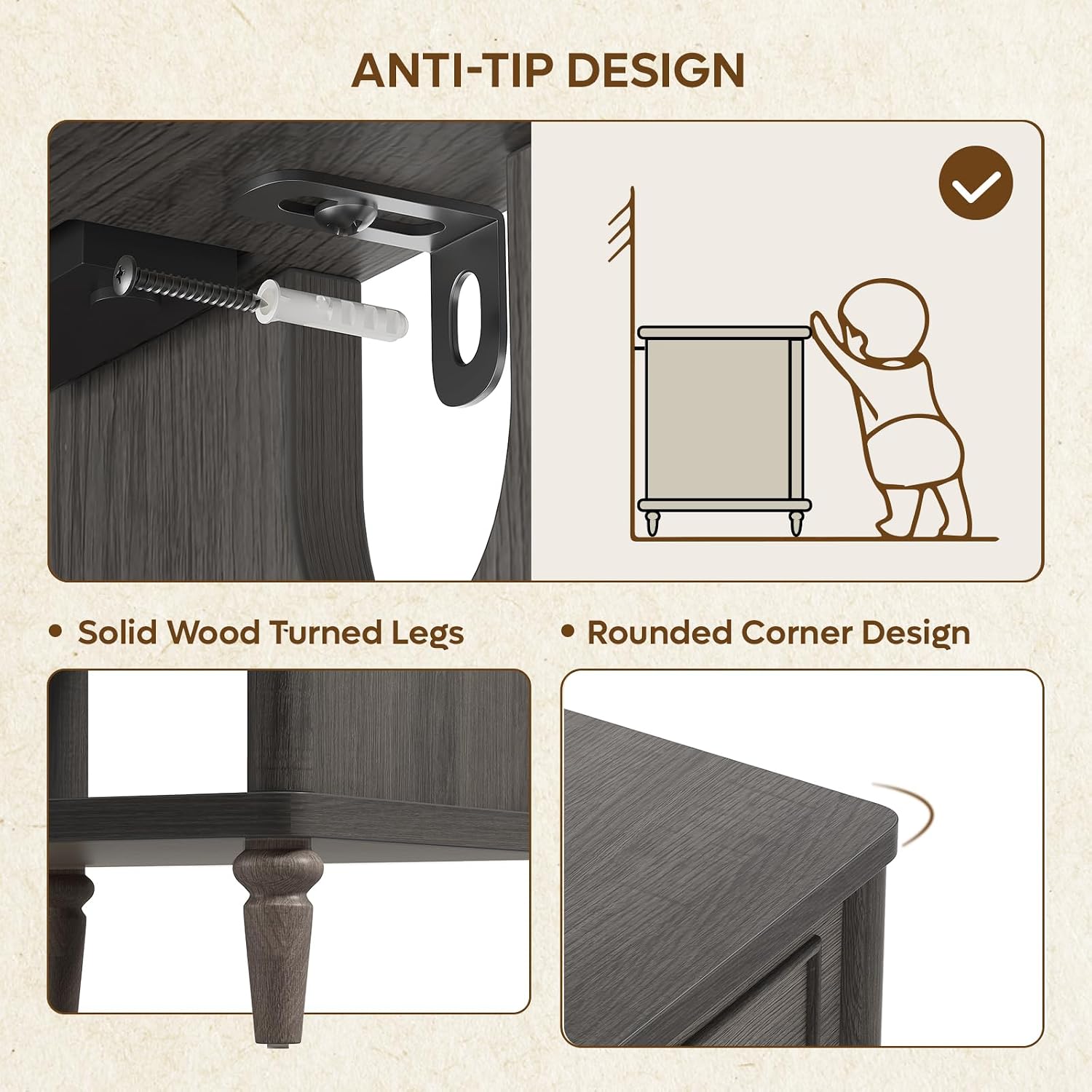 Bestier Nightstand Set of 2, 26.7' Farmhouse Night Stand with Chargeing Station, Wood Modern Nightstand with 2 Drawers & Shelf, Bed Side Table with Outlets & Ports, End Table for Bedroom, Black