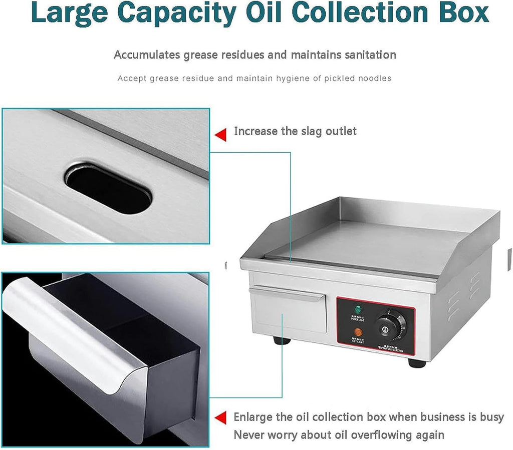 Commercial Electric Griddle Stainless Steel Full Flat Hotplate BBQ Hotplate, Large Griddle Hot Cooking Plate with Temperature Control, Efficient Nonstick Electric Griddle for Home Barbecue