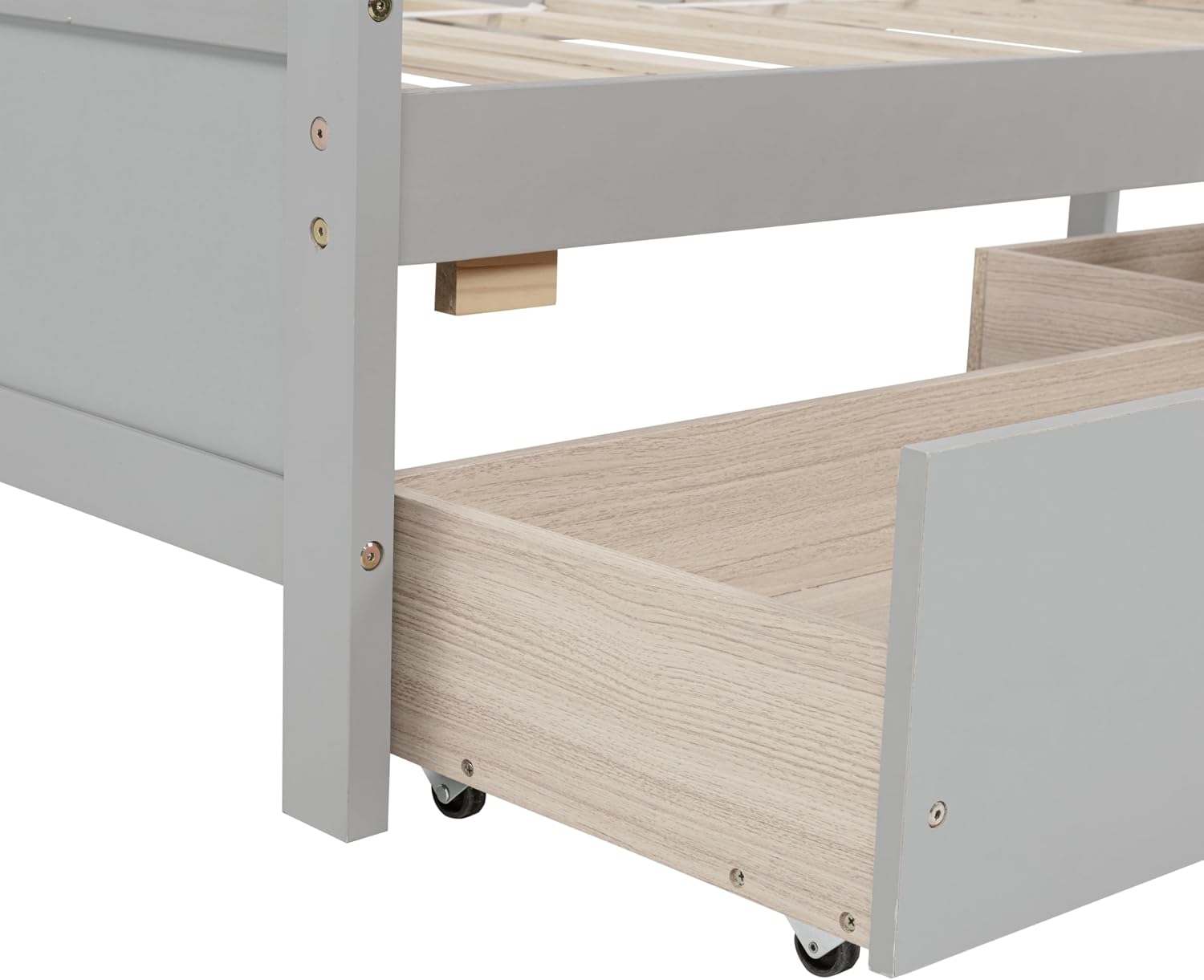 Bellemave Twin Size Kids Bed with 2 Storage Drawers, Wood Twin Daybed with Storage, BedFrames for Kids, Adults, Gray