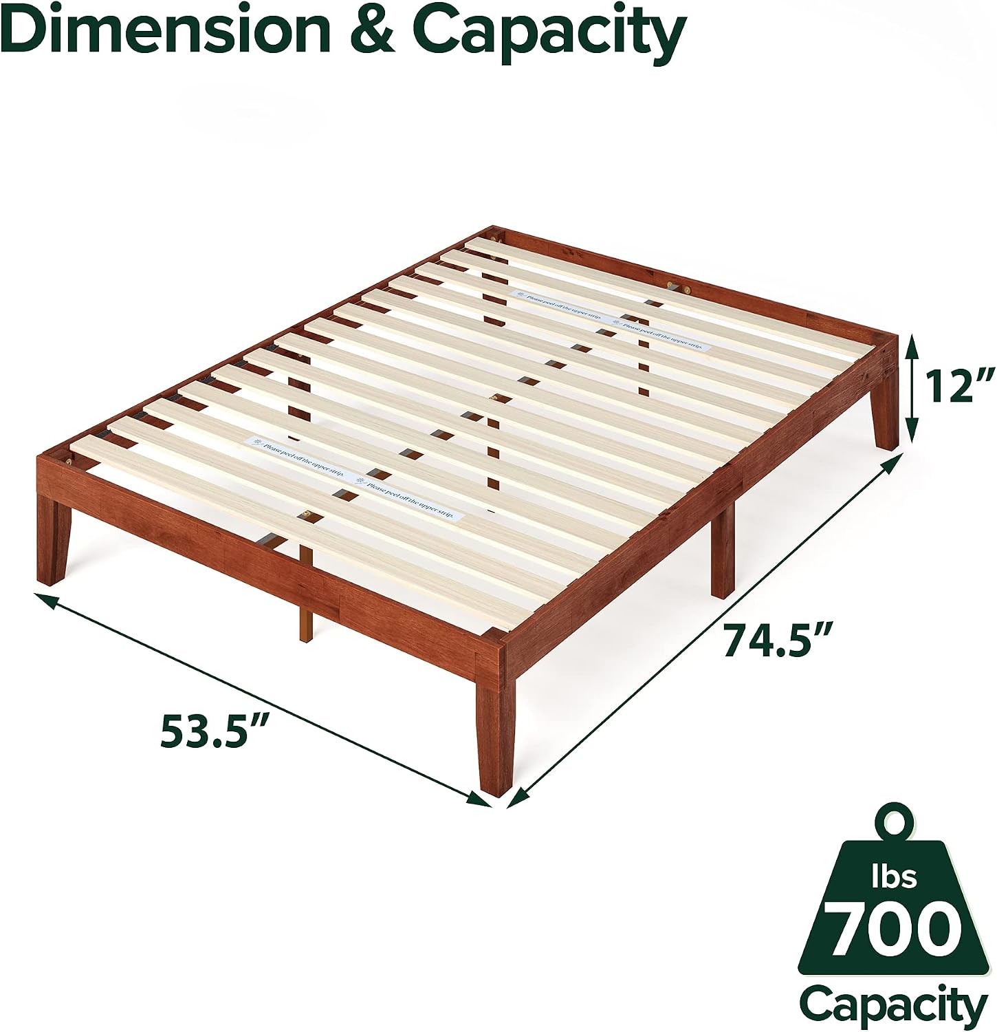 Zinus Wen Wood Platform Bed Frame/Solid Wood Foundation/Wood Slat Support/No Box Spring Needed/Easy Assembly, Full