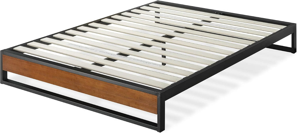 Zinus Good Design Award Winner Suzanne 10 Inch Bamboo and Metal Platforma Bed Frame, No Box Spring Needed, Wood Slat Support, Chestnut Brown, Full