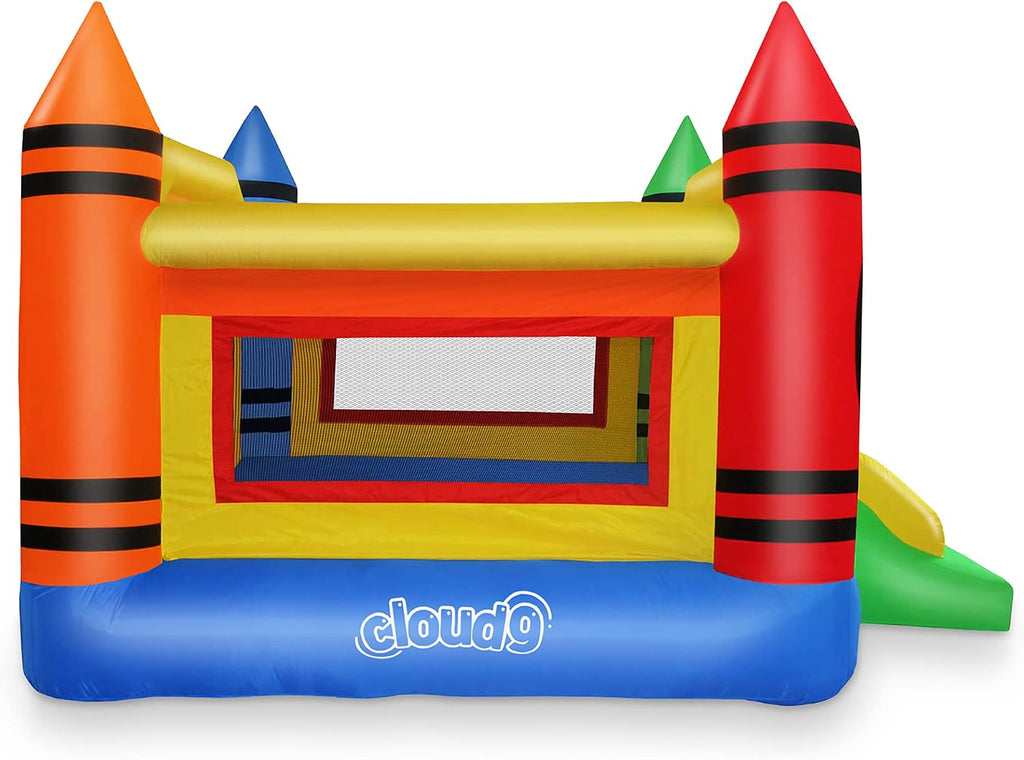 Cloud 9 Mini Crayon Bounce House with Slide, Inflatable Bouncer for Kids, Without Blower
