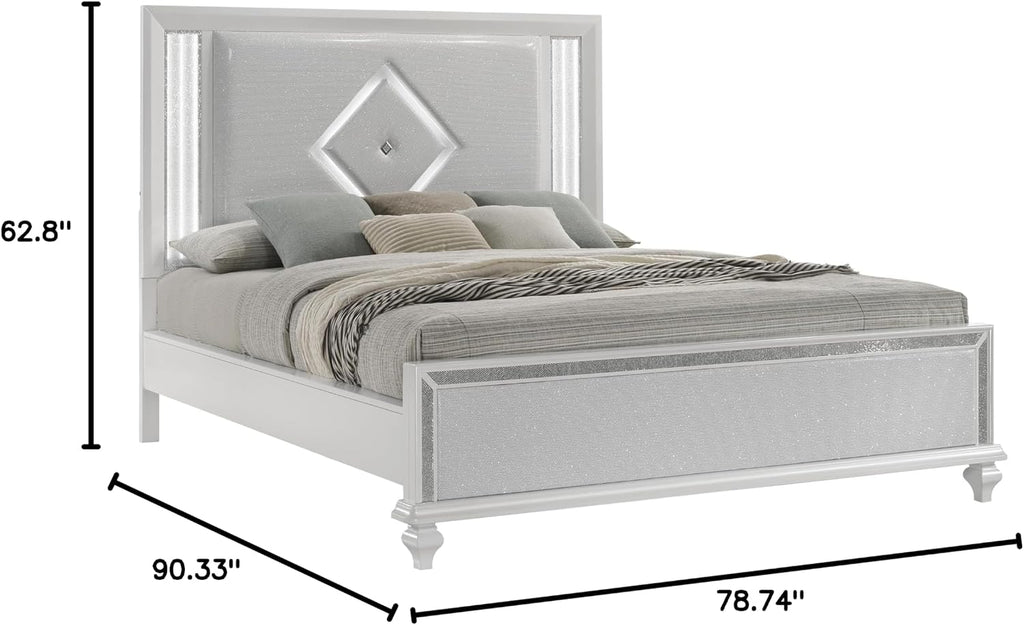 New Classic Furniture Stardust Wood King Bed, White