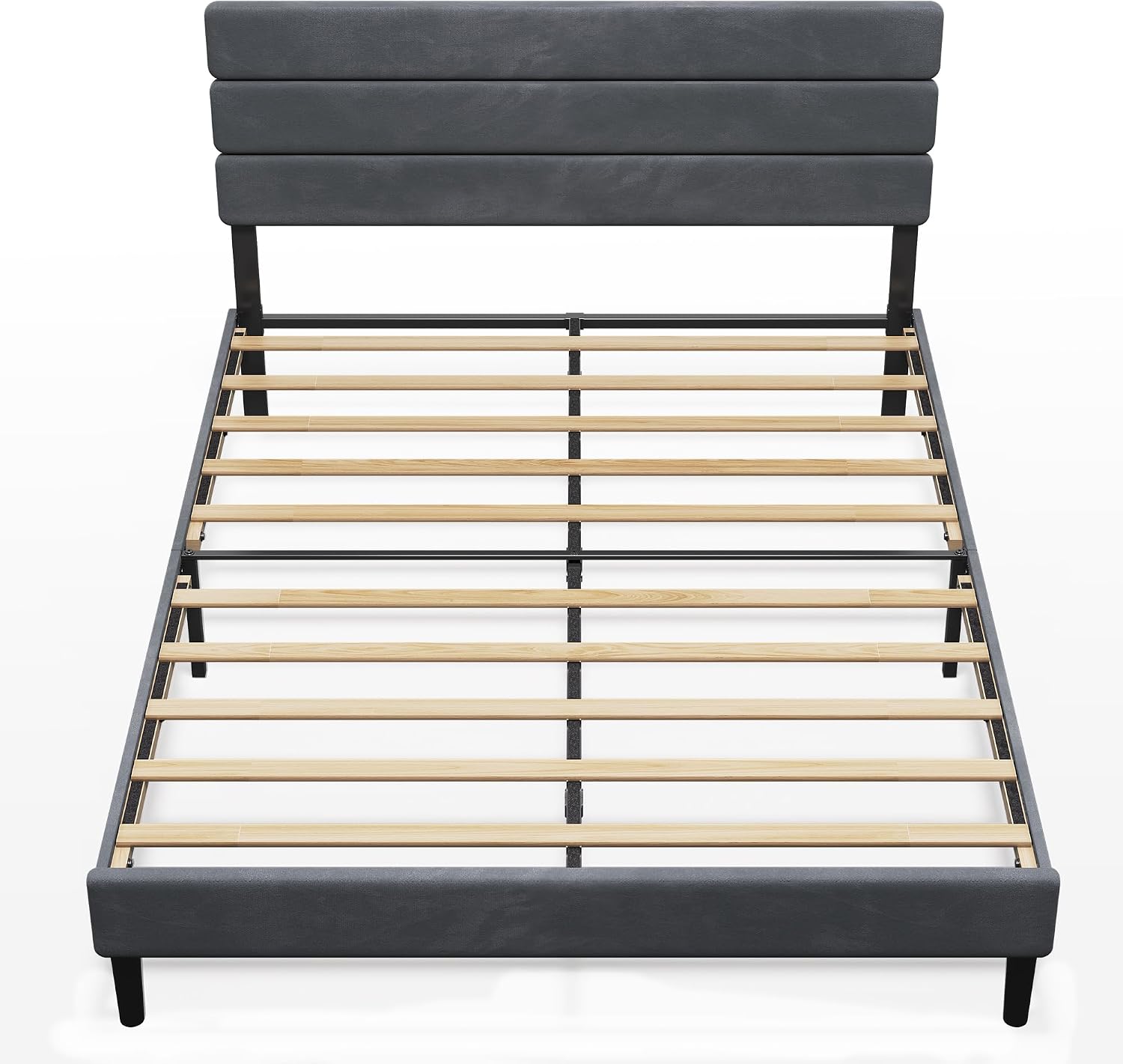 WLIVE Upholstered Bed Frame, Queen Bed Frame with Headboard, Platform Bed with Wood Slats, 1500LBS Mattress Foundation, No Box Spring Needed, Easy Assembly, Velvet Grey
