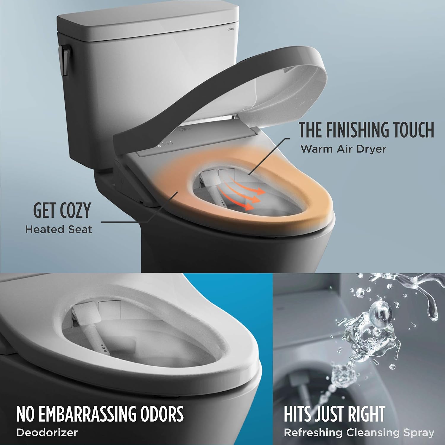 TOTO SW3036R#01 WASHLET K300 Electronic Bidet Toilet Seat & LUXE Bidet NEO 120 - Self-Cleaning Nozzle