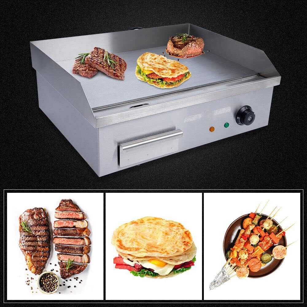Commercial Electric Countertop Griddle, 3000W Commercial Electric Griddle Flat Top Grill Hot Plate BBQ Grill Countertop Adjustable Thermostatic Control Easy Clean for Kitchen Restaurant