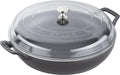 Staub Cast Iron Braiser with Glass Lid, Dutch Oven, 3.5-quart, serves 3-4, Made in France, Matte Black