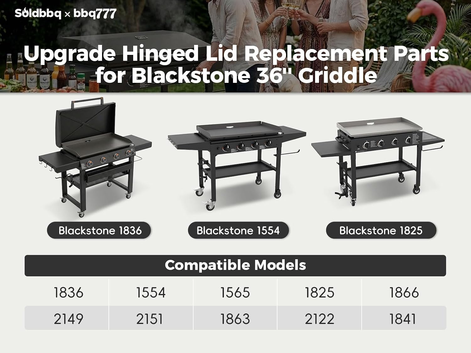 Upgrade Cover Hinged Lid w/Thermometer for Blackstone 36 Inch Griddle 1836 1554 1565 1825 1866 2149 1984 2151 1863 2122 1841 and More, Griddle Grill Hard Cover Flat Top Lid for Blackstone 36' Lid