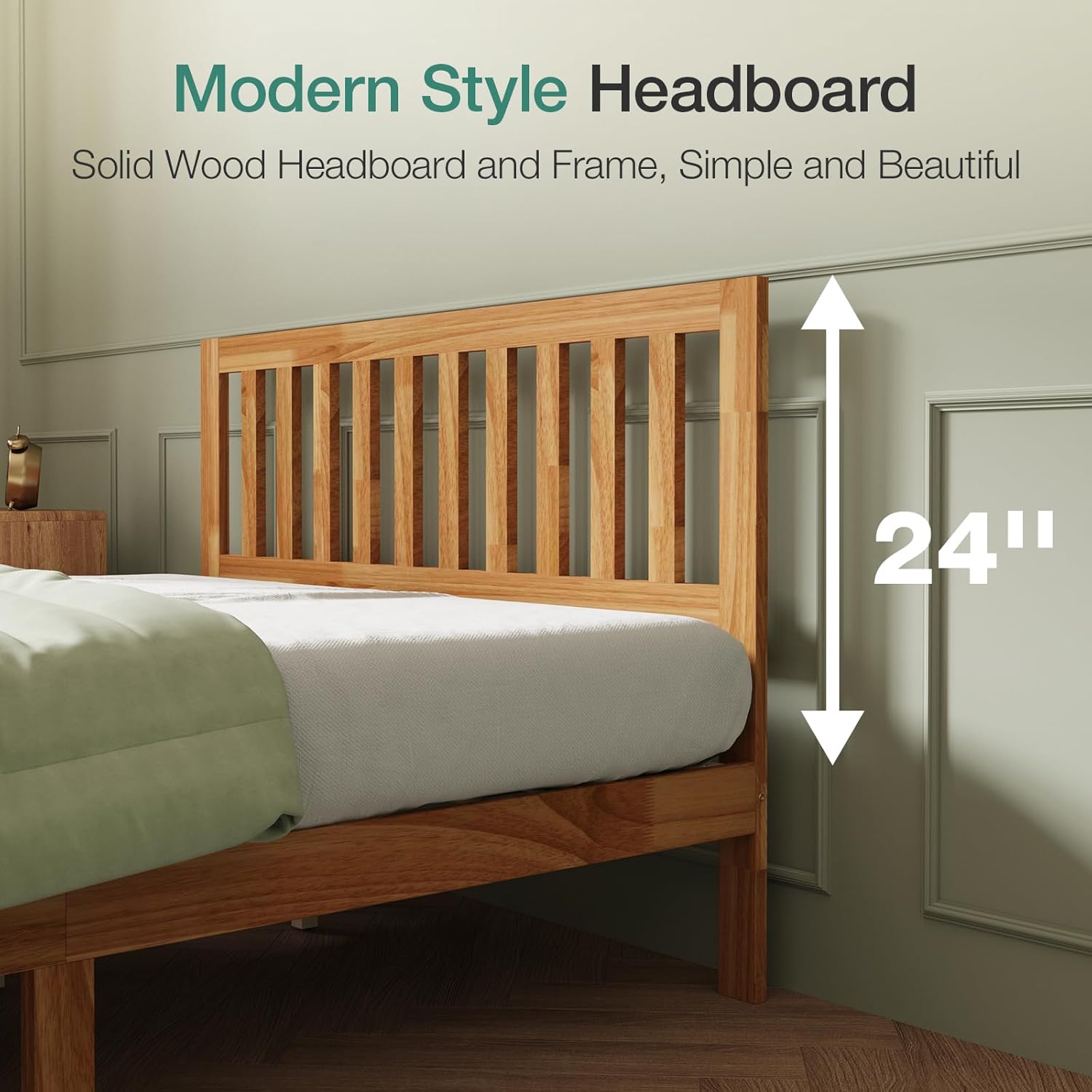 Novilla Full Size Bed Frame Wood Full Bed Frame with Headboard, Full Size Bed Frame with Headboard Solid Wood Bed Frame Foundation with 8.5 Inch Space Underneath, No Box Spring Needed, Easy Assembly