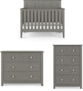 Child Craft Atwood Design 4-in-1 Convertible Baby Crib Nursery Furniture Set, Baby Bed, 3 Drawer Dresser and Chest Drawer, for Babies, Toddlers and Kids Bedroom (3 Piece - Lunar Gray)