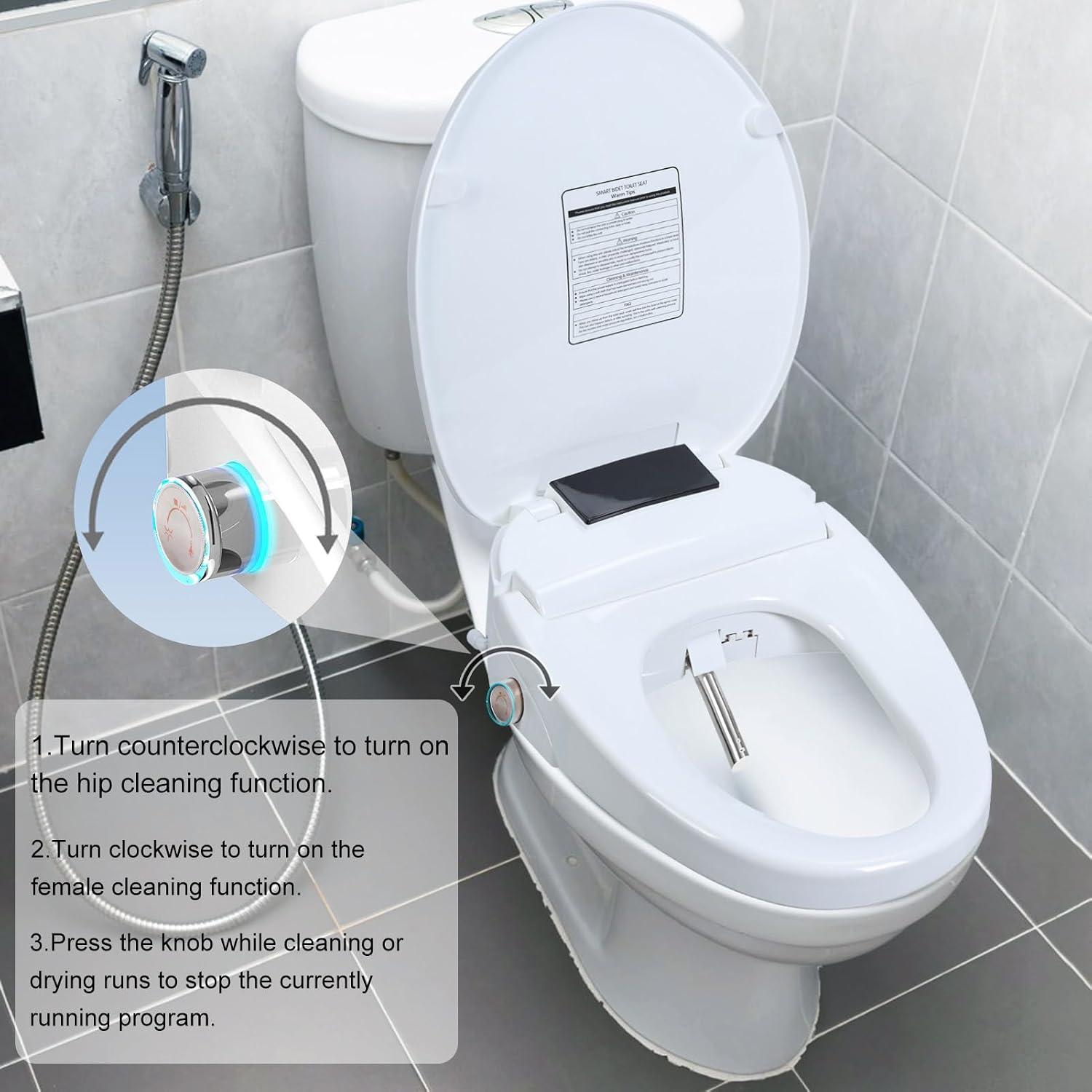 Bidet Attachment for Toilet with Heated Seat Instant Warm Water – Electric Bidet Toilet Seat with Self Cleaning Nozzle Perfect for Enhanced Comfort in Restrooms White 1