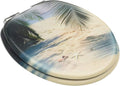 WC Toilet Seats with Soft Close Lid 2 pcs MDF Beach Design Toilet & Bidet Seats