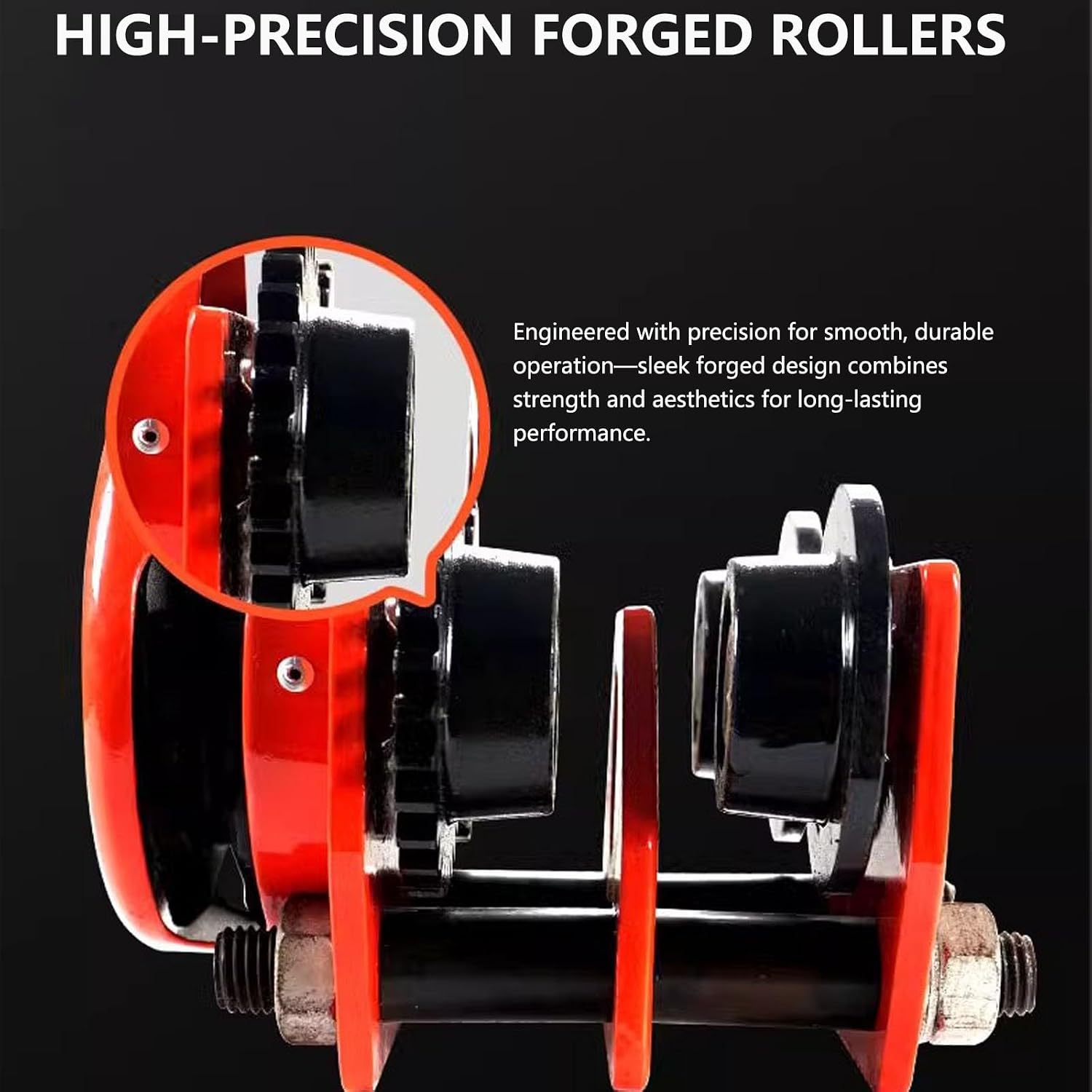 Push Beam Hand Truck, Chain-Driven Steel Manual Hand Truck, 1-3 Ton Capacity (2200-6600 Lbs), Adjustable Flange Width, Suitable For Straight And Curved I-Beams(3ton/6600lbs)