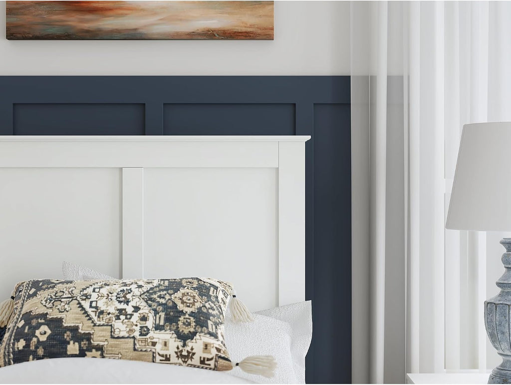 Signature Design by Ashley Bostwick Shoals Transitional Twin Panel Bed, Foundation or Box Spring Needed, White