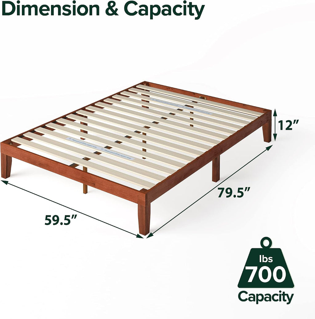Zinus Wen Wood Platform Bed Frame/Solid Wood Foundation/Wood Slat Support/No Box Spring Needed/Easy Assembly, Queen