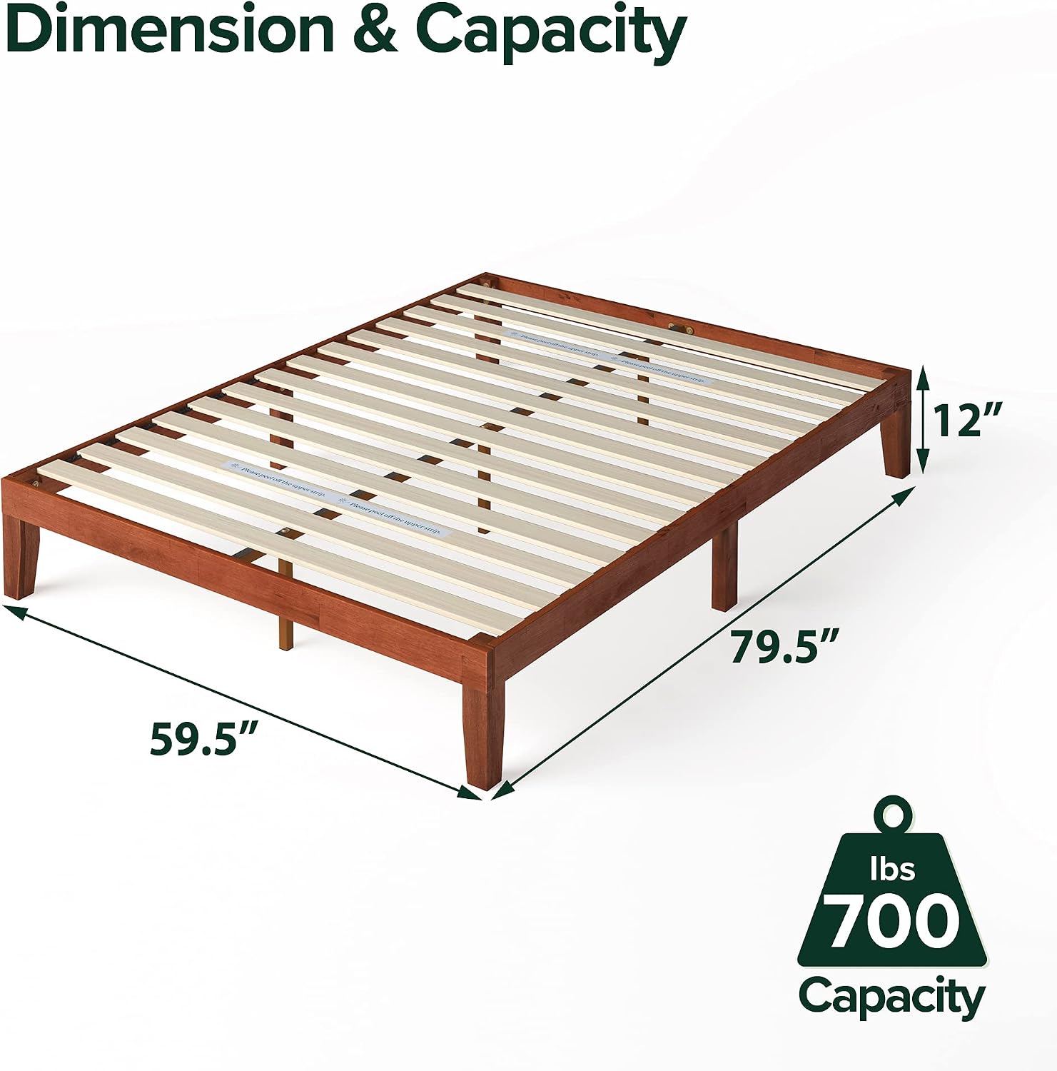 Zinus Wen Wood Platform Bed Frame/Solid Wood Foundation/Wood Slat Support/No Box Spring Needed/Easy Assembly, Queen
