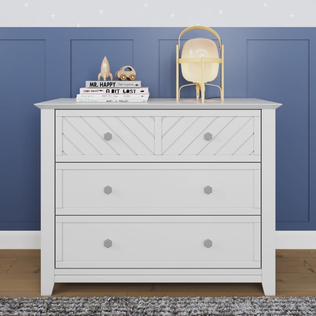 Child Craft Atwood Design 4-in-1 Convertible Baby Crib Nursery Furniture Set, Baby Bed, 3 Drawer Dresser and Chest Drawer, for Babies, Toddlers and Kids Bedroom (3 Piece - Matte White)